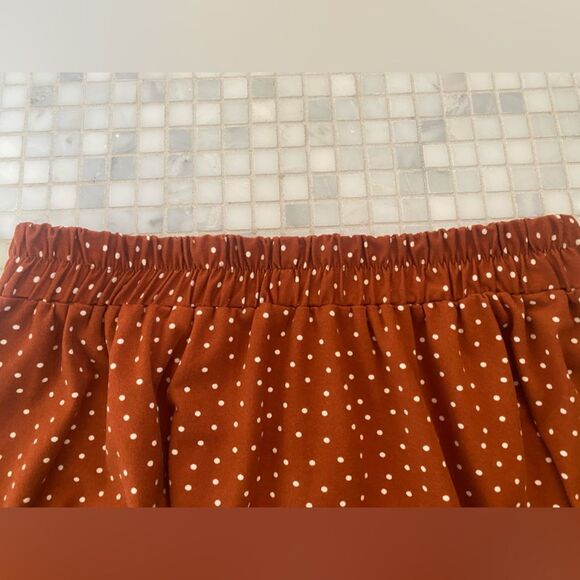 French Grey Orange with White Polka Dots A-Line Mini Skirt - Picture 6 of 8
